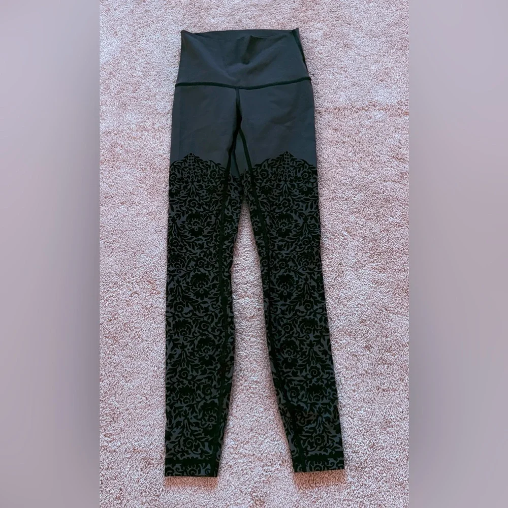 Lululemon Wunder Under Pant Engineered Print Nulux Dark Carbon Black Sz 4